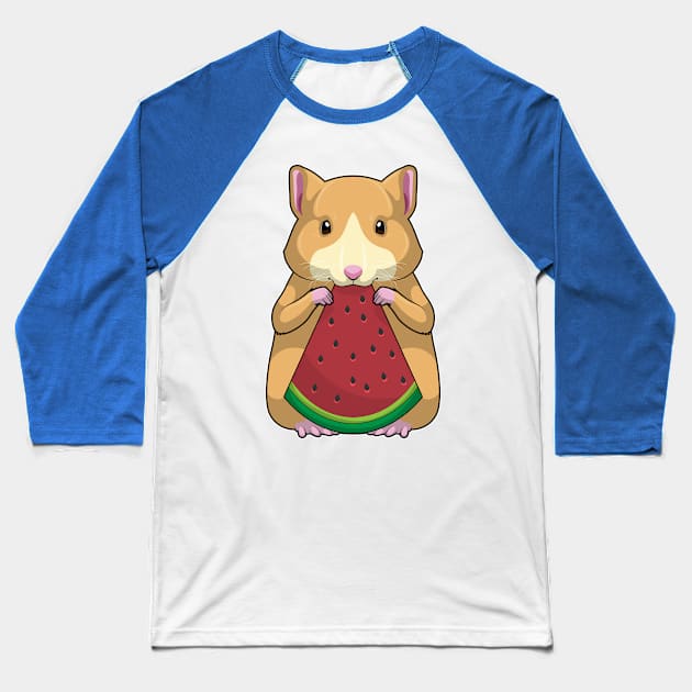 Hamster with Watermelon Baseball T-Shirt by Markus Schnabel